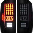 Tresound LED Tail Lights for Dodge Ram 1500 2007-2008, for Ram 2500 3500 2007-2009, Fit Halogen Type, Rear Taillights Assembly, 55277302AC, 55277303AC, Smoke Lens