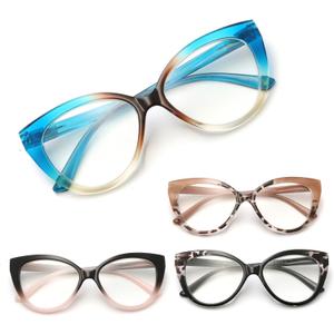 4PC Cat Eye Reading Glasses for Women Blue Light Flexible Spring Hinges.Anti-glare Readers Fashion Reading Glasses for Women 1.5