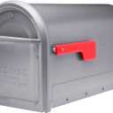 Architectural Mailboxes Mapleton Heavy Duty Steel Metal Post Mounted Mail Box for Outside, Graphite, Large Curbside Mailbox with Magnetic Latch