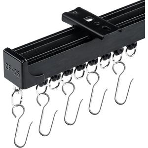 MLOQI Curtain Tracks Ceiling Mount with Soundproof Strips, Black Ceiling Track for Curtains 15 Feet