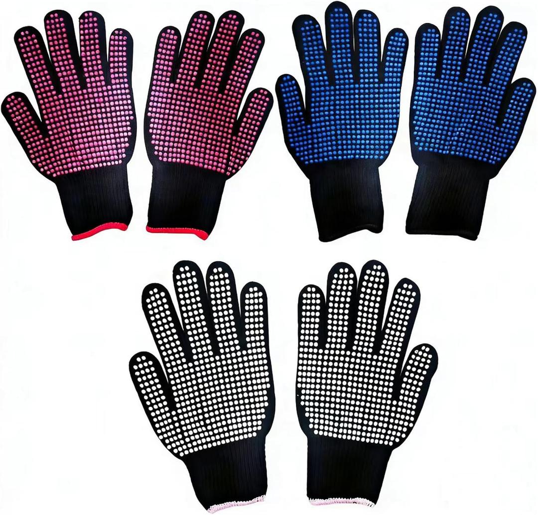 Markeny 3 Pair Heat Resistant Grill Gloves, Silicone Non-Slip Hot Insulated Glove for Barbecue, Cooking, Baking