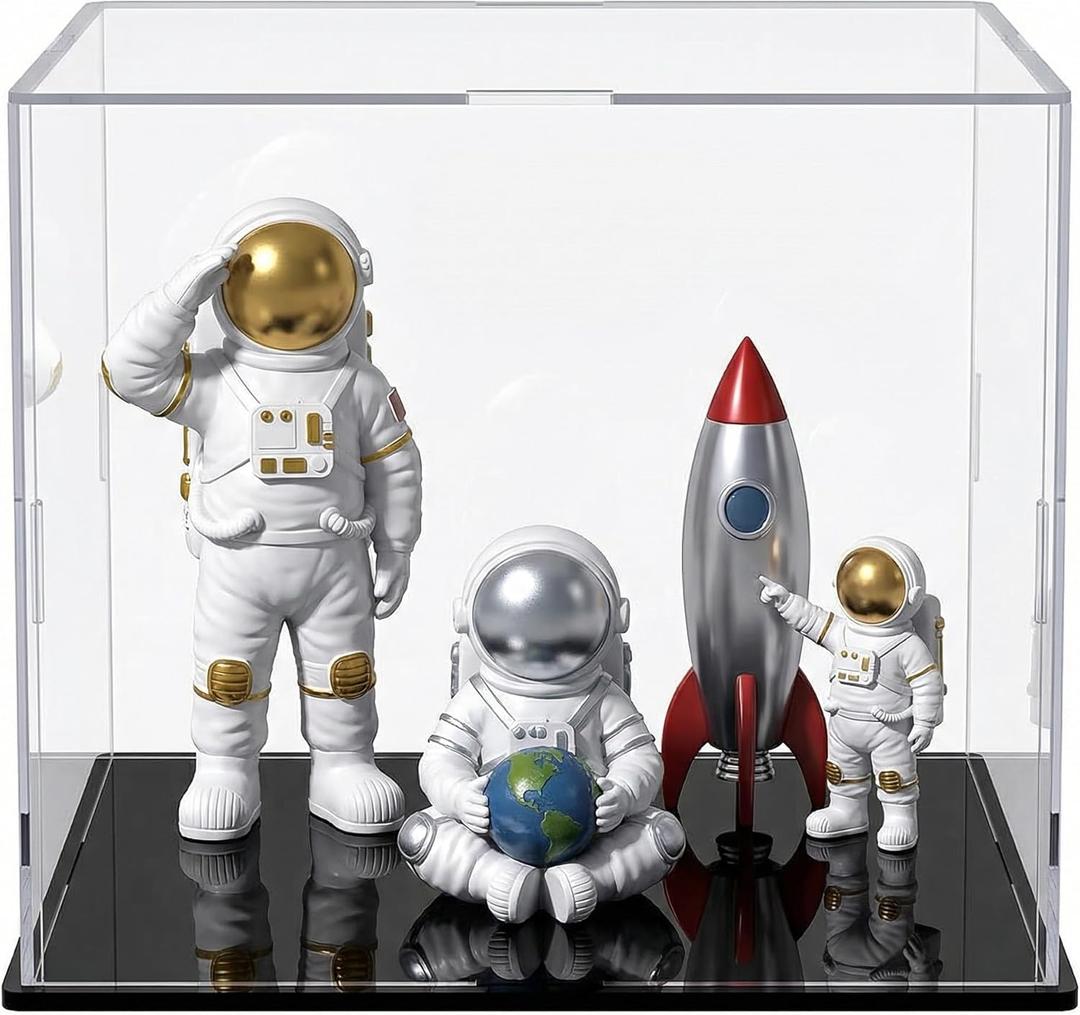 Yungyan 1 Pack Clear Self-Assembly Acrylic Display Case Transparent Dust Proof Protection Showcase for Figurine Collectibles Figures Basketball (8 x 8 x 8 Inch)