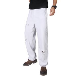 JIALANSHI Men's Wide Leg Baggy Jeans Ripped Loose Denim Pants (38, 9308 White)