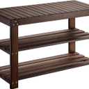 Pipishell Bamboo Shoe Rack Bench, 3 Tier Sturdy Shoe Bench, Storage Shoe Organizer, Holds up to 300lbs for Entryway Bedroom Living Room Balcony, Brown