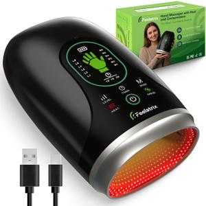 Hand Massager with Heat and Compression, Finger Stretching & Deep Palm Kneading for Arthritis and Carpal Tunnel Relief, 6 Modes 6 Intensities, 4000mAh Rechargeable Gift for Women Men