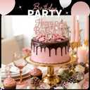 80th Birthday Decorations for Women, 54pcs Happy 80th Birthday Crown and Sash, Black Rose Gold Banner Backdrop Balloons Hanging Swirls Paper Fans, 80 Years Old Birthday Party Supplies Kit