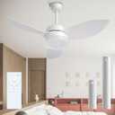 ROMASS Ceiling Fans with Lights and Remote, LED Outdoor/Indoor 18 inch Noiseless 3 Colors Dimmable 6 Speeds for Bedroom, Living Room, Kitchen, Patio
