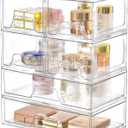 6 Pack Stackable Storage Drawers Clear Acrylic Organizer Makeup Bathroom Organizer and Storage Bins for Beauty Supplies,Ideal for Vanity, Bathroom,Pantry Organization