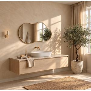 Irregular Wall Mirror 24×40 Inch Wall Mirrors Decorative Gold Modern Asymmetrical Abstract Mirror for Bathroom Bedroom Living Room Entryway Hallway