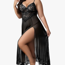Lingerie for Women Lace Babydoll Chemise Sexy Nightdress Negligees V Neck Nightwear Side Split Nightgown Size M