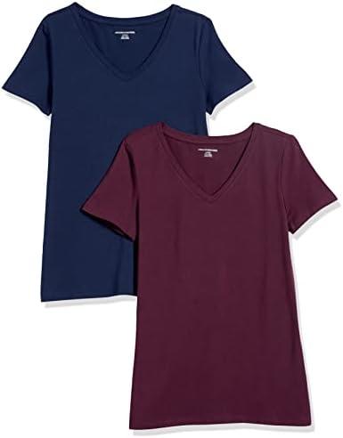 Amazon Essentials Women's Regular-Fit Short-Sleeve T-Shirt (Crewneck and V-Neck Options) M Blue, Red