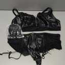 SHENHE Women's Plus Size Garter Lingerie Set Floral Lace 3 Pieces Bra and Panty Sets with Stockings (XX-Large Plus, Black)