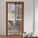 71" High Extra Tall Cat Gate,Extra Tall Aluminum Cat Gate - No-Trip Double Door, Lightweight & Adjustable 33"-37.8" Width for Wide Doorways (White)