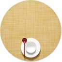 Chilewich Mini Basketweave Placemats - Round Woven Placemats Set of 4 - Reusable, Stain-Resistant, Indoor/Outdoor Tabletop Protection - Ochre - 15" Round