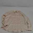 HOTOUCH Women Satin Silk Button Down Shirt Ladies Long Sleeve Tops V Neck Loose Blouse Dressy Business Casual Work Tunic Fall (Small, Beige)
