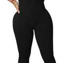 chicyes Women's Sexy Jumpsuits Workout Sleeveless Ribbed One Piece Casual Pants Plus Size Romper Summer Outfits (1-Black) X-Large
