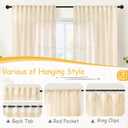 YoungsTex Linen Semi Sheer Curtains 63 Inch Length - Light Filtering Drapes with Back Tab Rod Pocket Lightweight for Living Room Window, Chamapgne, 2 Panels, 52 X 63 Inch (Champagne)