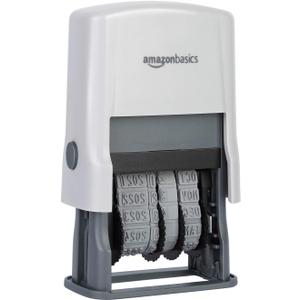 Amazon Basics Self-Inking Date Stamp for Office Documents, Rectangular, 2.56" x 1.69" x 4.13"