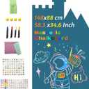 Magnetic Wall Decal for Kids, Magnetic Chalkboard Contact Paper for Wall, Playroom Essentials, Includes Dustless Chalks, Chalk Holder, Wipe Cloth, Stickers ( Blue Castle, 34.6" x 58.3")