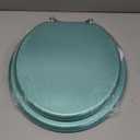 Round Toilet Seat Wood Toilet Seat Prevent Shifting with Zinc Alloy Hinges American Standard Size Toilet Seat Easy to Install also Easy to Clean(Round,Sparkling Turquoise)
