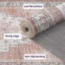 DEXI Area Rugs for Living Room, 4x6 Washable Low Pile Vintage Traditional Rug for Bedroom, Non Slip Indoor Carpet for Dining Office Nursery, Pink White