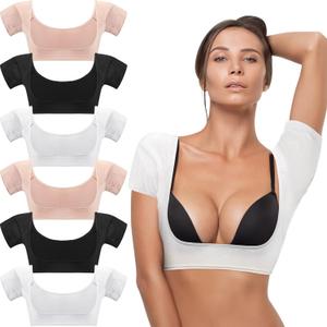 Handepo 6 Pcs Underarm Sweat Vest Breathable Armpit Sweat Proof Shirt Pads for Woman Underarm Protector (X-Large, White, Black, Nude)
