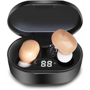 Hearing Aids, Miniature Hearing Amplifiers for Adults with Noise Cancelling, Rechargeable Hearing Aids for Seniors with Crystal Clear Sound, and LED Power Display (skin)