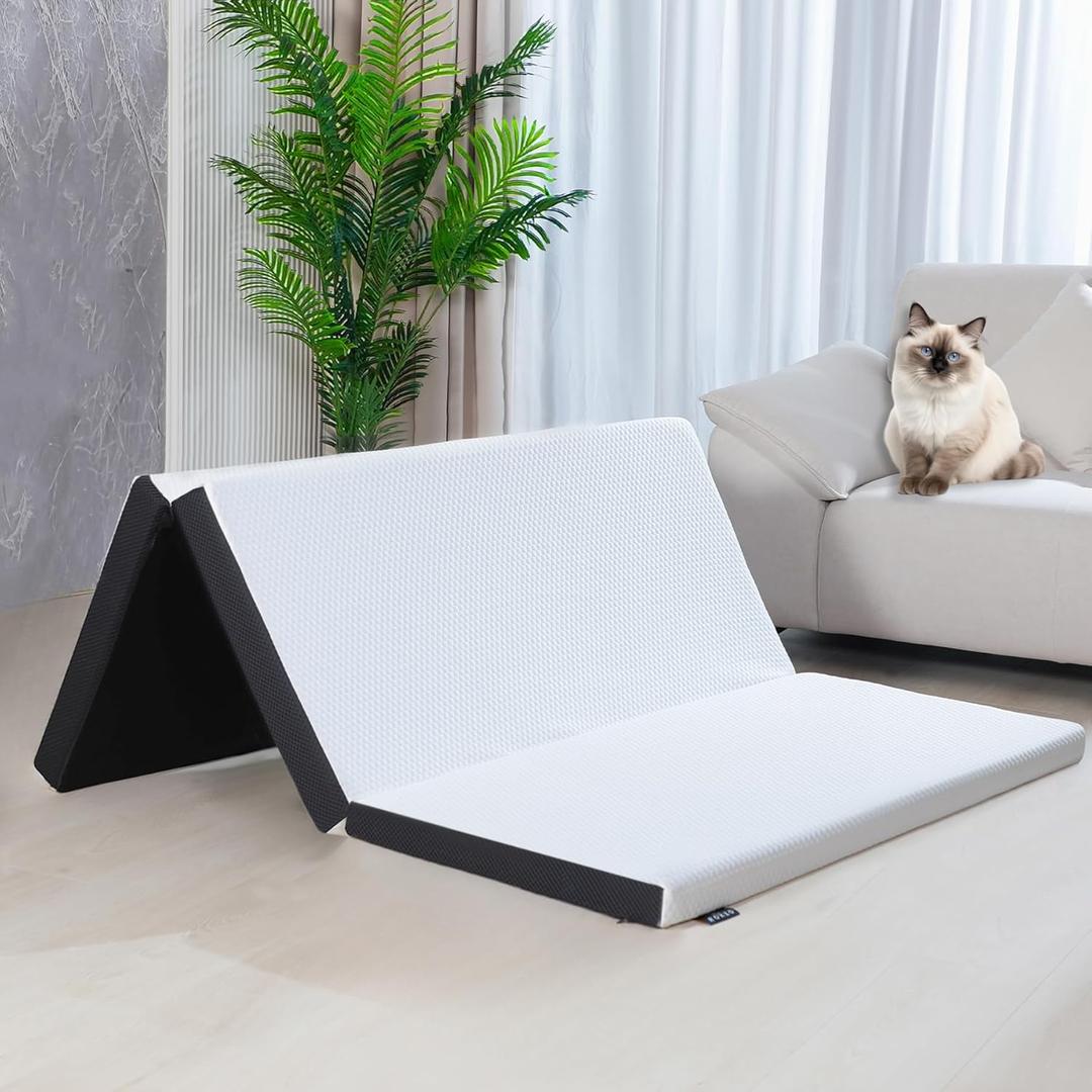 Folding Mattress Queen Size, 3 inch Tri-fold Memory Foam Mattress Topper with Washable Cover,Foldable Mattress Topper for Camping,Road Trip,Guest - Queen Size, 78" x 58" x 3" Folding Mattress Queen Size, 3 inch Tri-fold Memory Foam Mattress Topper with Washable Cover,Foldable Mattress Topper for Camping,Road Trip,Guest - Queen Size, 78" x 58" x 3"
