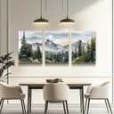 MHARTK66 Wall Art for Living Room Modern Wall Decor for Bedroom Office Decor Abstract Mountain Forest Landscapes Ink Painting 3 Piece Framed Canvas Art Prints Ready to Hang Wall Pictures Home Decor