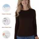 Womens Long Sleeve Thermal Shirts, 2025 Fall Winter Crew Neck Shirt for Women, Stretch Basic Tight Long Sleeve Underwear Tops (Brown, M)