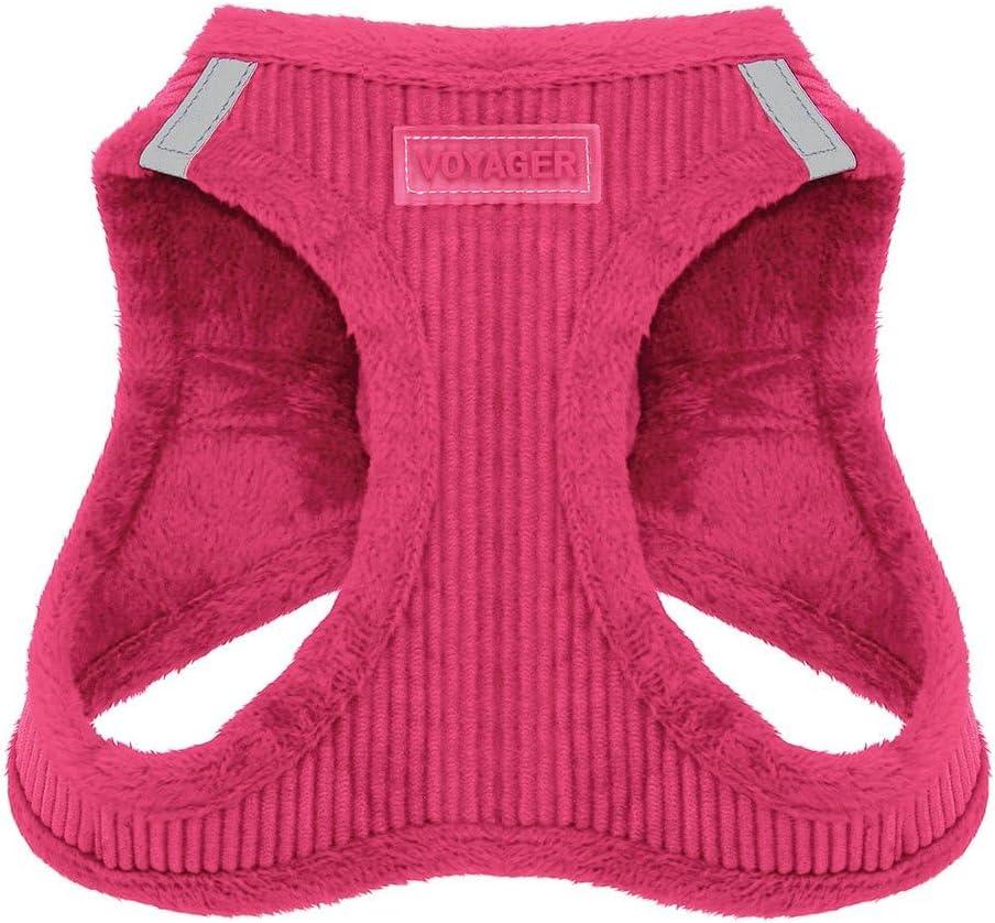Voyager Step-in Plush Dog Harness  Soft Plush, Step in Vest Harness for Small and Medium Dogs by Best Pet Supplies - Harness (Fuchsia Corduroy), XS (Chest: 13-14.5")