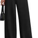 LILLUSORY Women High Waisted Stretchy Wide Leg Work Pants Business Casual Trousers with Pockets 2026 (Small, Black)
