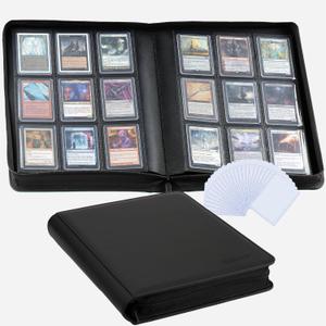 9-Pocket Toploader Binder, Clovecat Premium Card Book Holds 252 Trading Card with 20 Removable Top-loader SleevesPU Card Holder Folders,Card Album for MTG, TCG, Yugioh, Game & Sports Cards(Black)