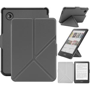 Case Compatible with 6" Kobo Clara Colour/BW (2024)/2E (2022), Includes a Screen Protector - PU Leather Cover with Auto Sleep/Wake (One Size, Grey)