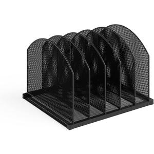 Safco Onyx Desk Organizer 5 Upright Sections, Vertical File Holder Mail Sorter Black Home, Office or Classroom Desktop Organization (3215BLKD)