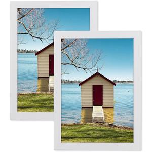 6x8 Picture Frames White Photo Frames with Plexiglass for Picture 2 Pack 6 by 8 Wooden Frames for Tabletop Display and Wall Mounting Horizontal or Vertical
