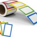 MFLABEL Colorful Plain Name Tag Labels - 200 Stickers, 3.5 x 2.25 Inch, Colorful Border Name Tags for Office, Meetings, School, Home, Events, and Parties (1 Rolls)