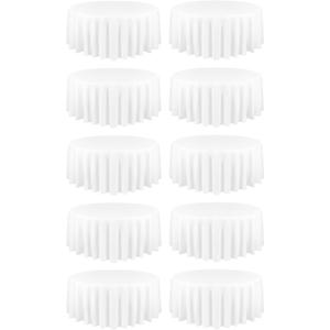 10 Pack White Tablecloths for Round Tables 120 Inch Tablecloth Round Table Cloths Polyester Tablecloths for Rectangle Tables Fabric Tablecloth Washable Tablecloth for Wedding Party