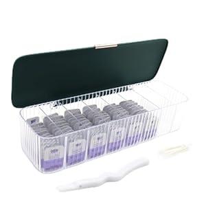P-80 Daily Contact Lens Organizer with Remover & Tweezer, Disposable Lens Dispenser, Clear Plastic Box for All Brands (Blue)