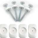 Baby Gate Extender Extention-4 Pack M8 (8MM) Baby and Pet Safety Stair Gate Threaded Spindle Rods Replacement Parts Bundle with Wall Protector (Round-White-4 Pack)