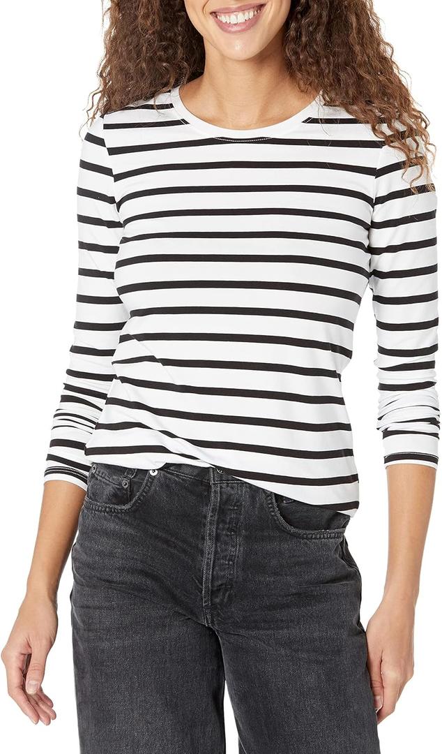 Amazon Essentials Women's Regular-Fit Long-Sleeve Crewneck T-Shirt ( Plus Size)