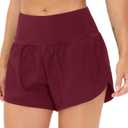 THE GYM PEOPLE Womens High Waisted Running Shorts Quick Dry Athletic Workout Shorts with Mesh Liner Zipper Pockets (Wine Red, Large)