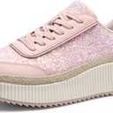 Women Espadrille Platform Sneakers Chunky Fashion Casual Shoes for Women Comfortable Walking Sneakers (7, Pink Glitter)