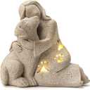 INLOMEM Dog Memorial Gift, Granite Sculpture, Hand-Sculpted Resin Pet Loss Sympathy Gift with LED Candle Holder, Home Decor for Pet Owners