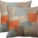 Britimes Throw Pillow Covers Modern Home Art Decor, 20 x 20 Inches Set of 2 Pillow Cases Decorative, Abstract Oil Painting Pillowcases for Bedroom, Living Room, Cushion Couch Sofa, Grey Burnt Orange