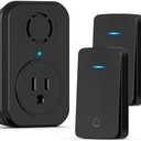 AIDA Wireless Doorbell, Self-powered Doorbell with Extra Socket, No Battery Required Push Button, Cordless Door Bell Ringer, 5 Volume Levels with 32 Doorbell Chimes (Black, 2 Button & 1 Receiver)