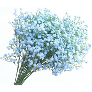 YJPPHDG Babys Breath Artificial Flowers, 12 Pcs Fake Babys Breath Real Touch Flowers Wedding Party Home Garden Decoration - Artificial for Decoration (Blue)
