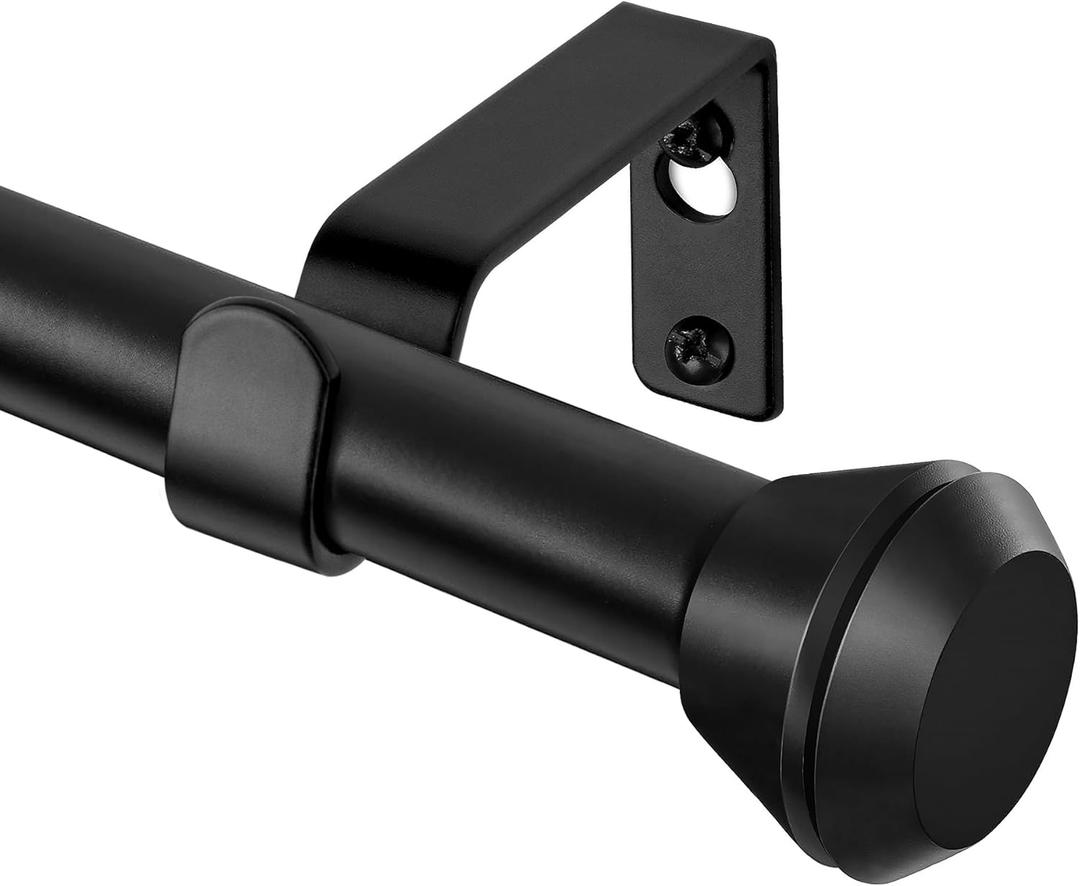 Curtain Rods for Windows 32 to 58 Inch, HOTOZON 3/4 Inch Heavy Duty Curtain Rod, Decorative Single Drapery Rod with Diamond Finials, Black (32-58")