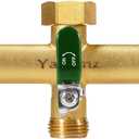 Garden Hose Splitter, 3/4 Rust and Freeze Resistant Outdoor Hose Manifold with 3 green Extra Long Handles Faucet Adapter-Heavy Duty Brass 3-Way Valve