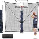 ORIENGEAR Basketball Rebounder Net 10x10 FT  Large Yard Guard Basketball Net Catcher Backstop Net for Outdoor Hoops, Universal Fit for Round & Square Poles, Quick Foldable Storage Design + Carry Bag